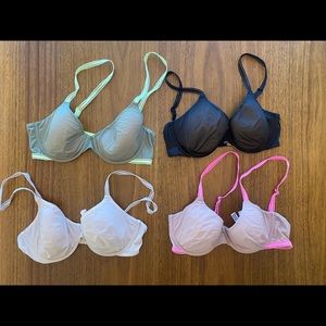 VICTORIA’S SECRET Lot of 4 bras 34C Lined Perfect Coverage Angelight Summer Bra